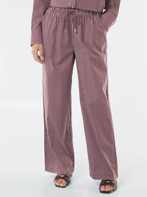 Calças largas às riscas em popelina - Kiabi