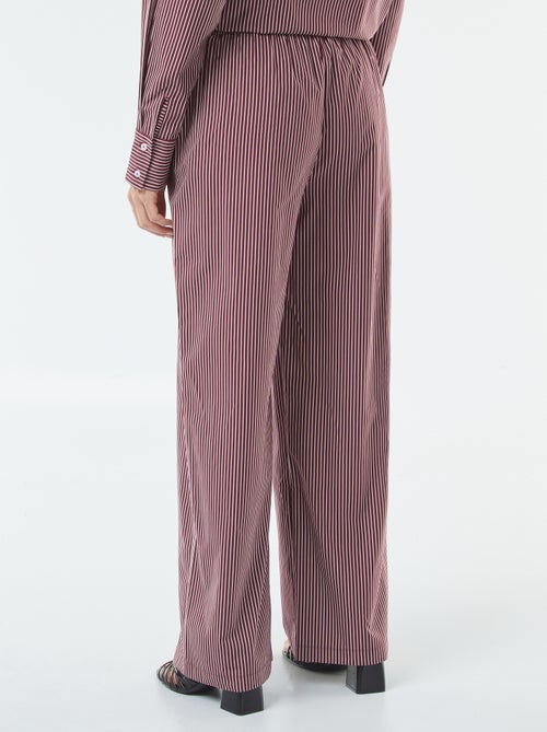 Calças largas às riscas em popelina - Kiabi