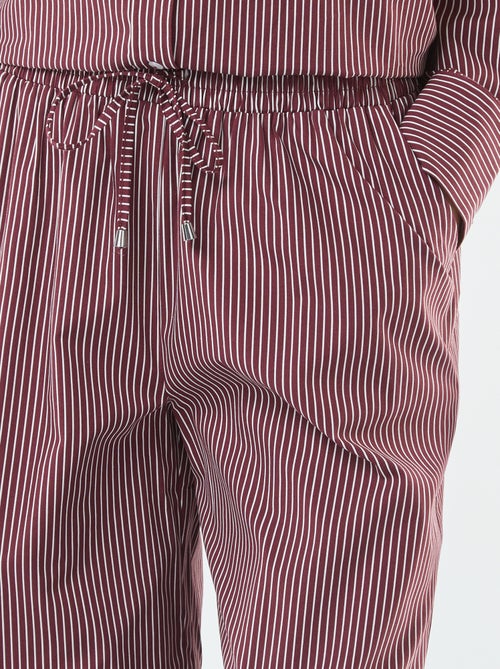 Calças largas às riscas em popelina - Kiabi