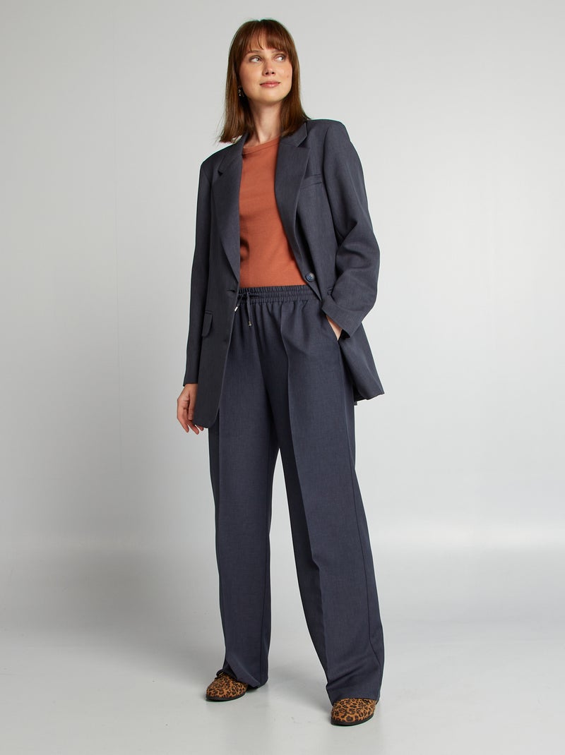 Calças largas chambray AZUL - Kiabi