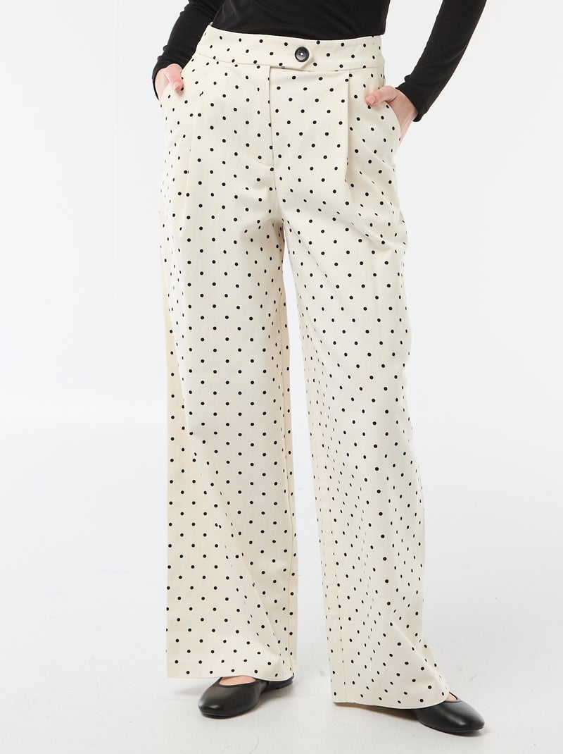 Calças largas com bolinhas Branco - Kiabi