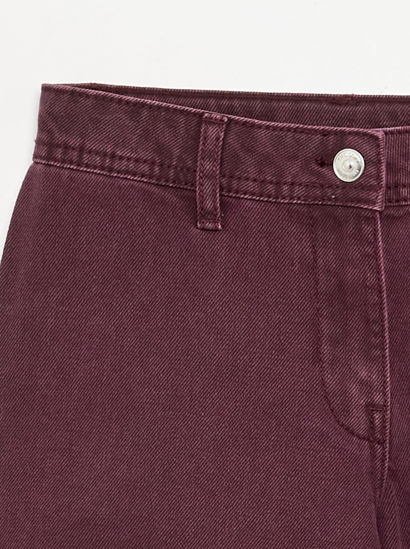 Calças largas com bordados de 'flores' Violeta - Kiabi
