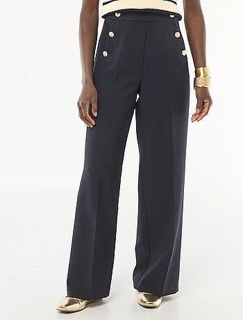Calças largas com botões estilo marinheiro