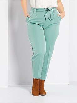 Calças largas com cinto - Kiabi