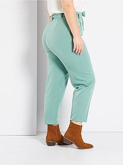 Calças largas com cinto - Kiabi