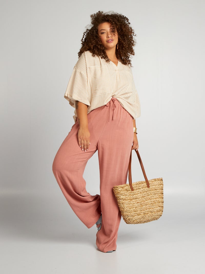 Calças largas com cintura elástica ROSA - Kiabi