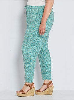 Calças largas com cintura elástica - Kiabi