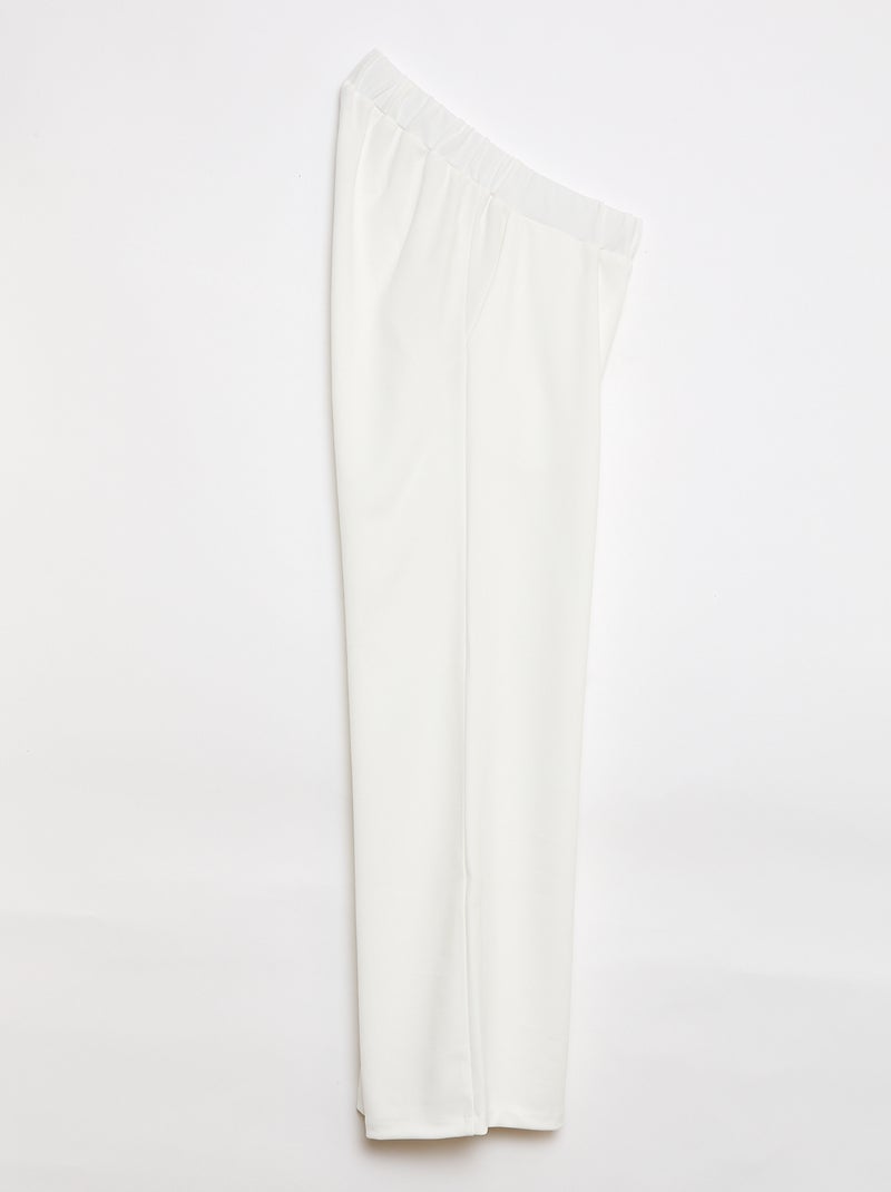 Calças largas com cintura subida - Fácil de Vestir Branco - Kiabi