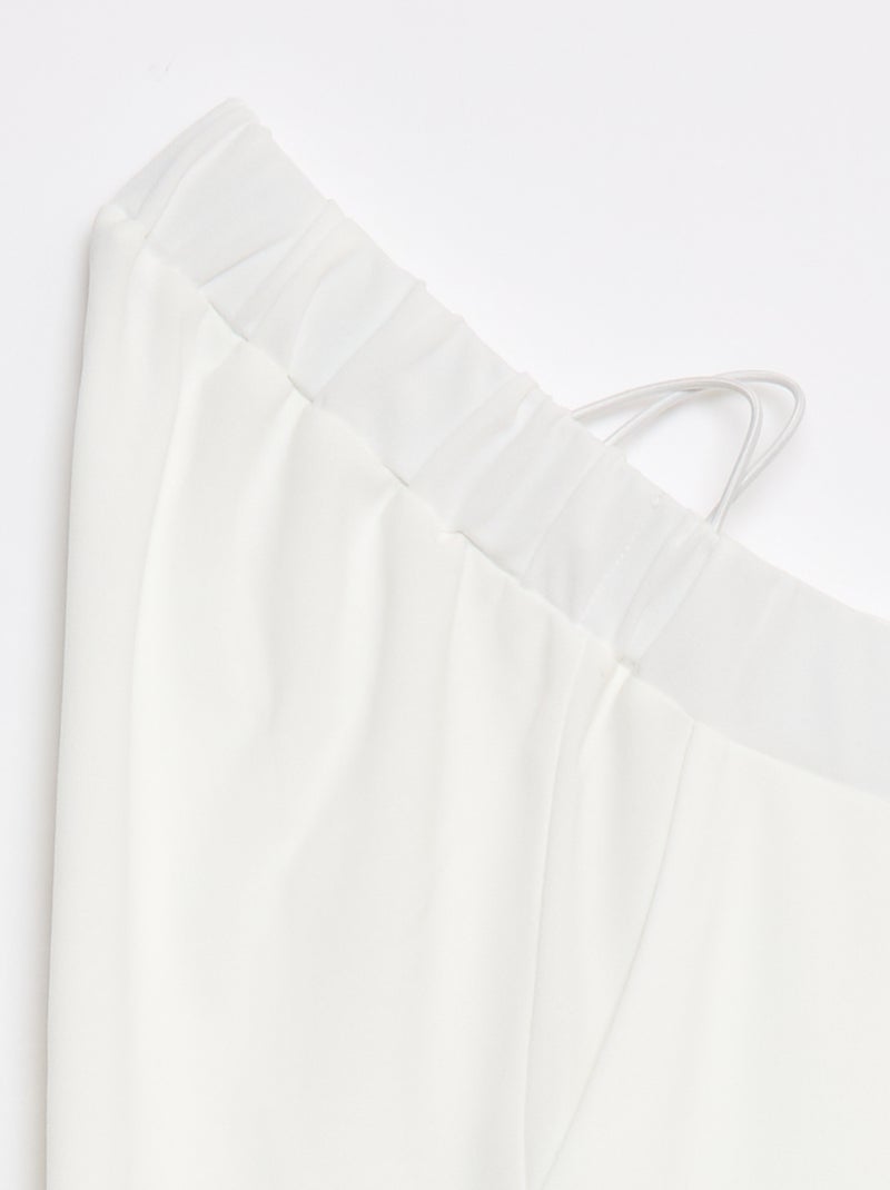 Calças largas com cintura subida - Fácil de Vestir Branco - Kiabi