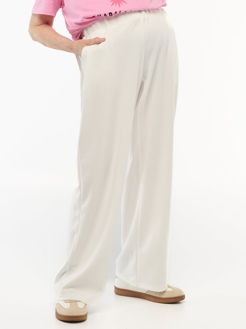 Calças largas com cintura subida - Fácil de Vestir Branco - Kiabi