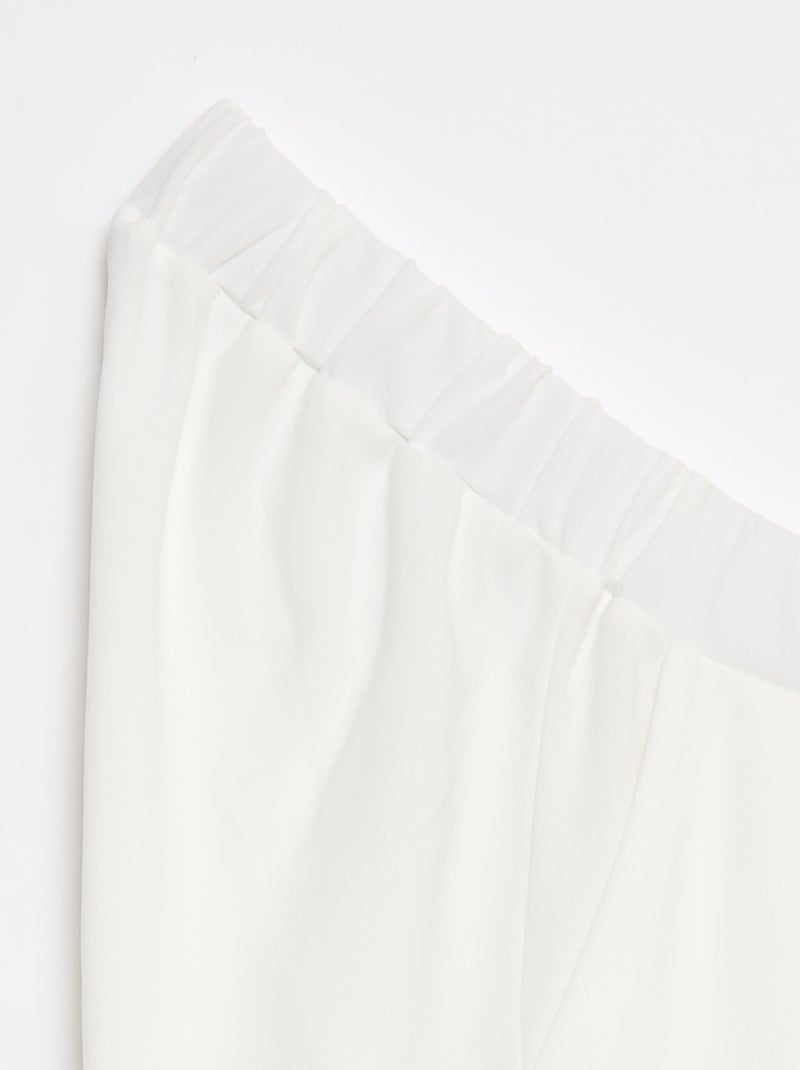Calças largas com cintura subida - Fácil de Vestir Branco - Kiabi