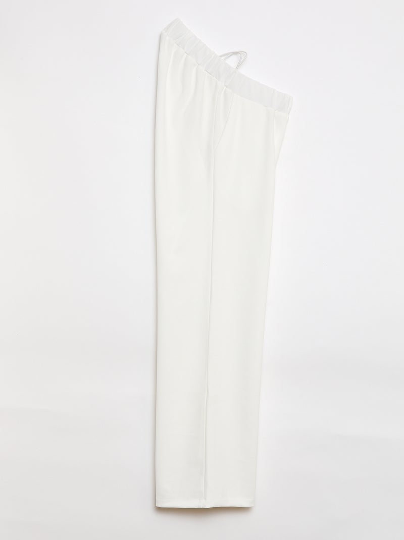 Calças largas com cintura subida - Fácil de Vestir Branco - Kiabi