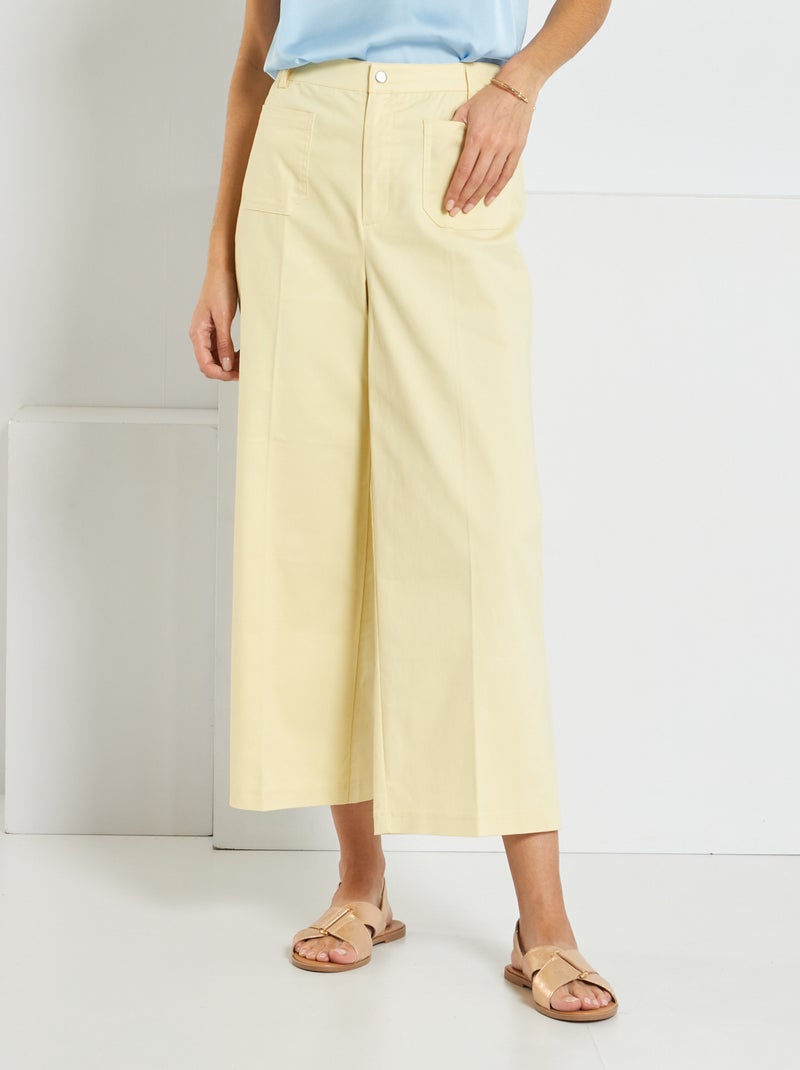 Calças largas com cintura subida AMARELO - Kiabi