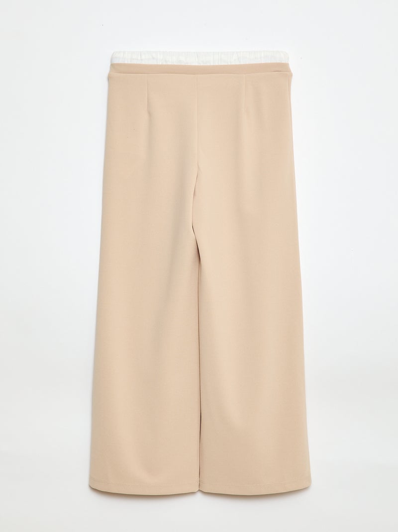 Calças largas com efeito 2 em 1 estilo shorts Bege - Kiabi