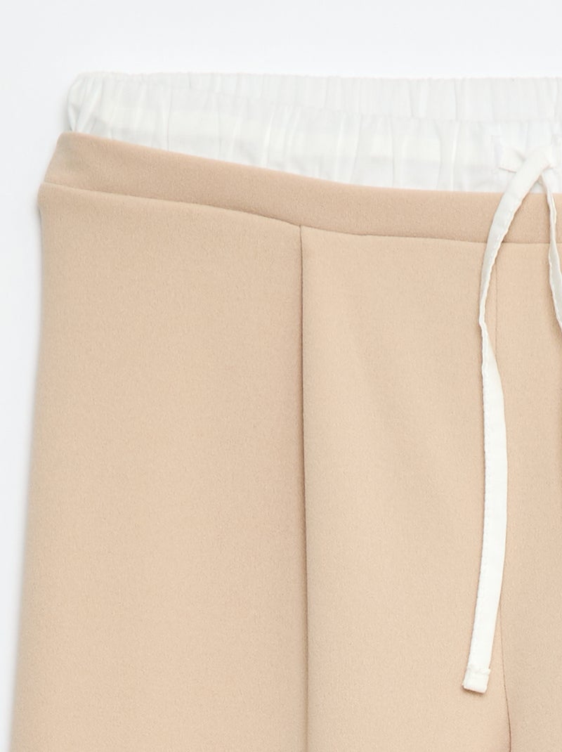 Calças largas com efeito 2 em 1 estilo shorts Bege - Kiabi