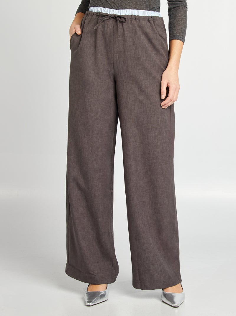 Calças largas com efeito boxers visível CINZA - Kiabi