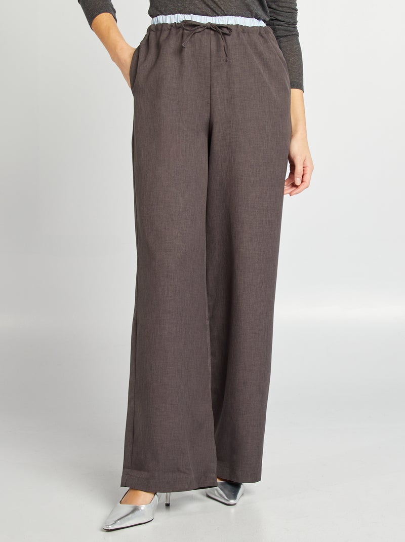 Calças largas com efeito boxers visível CINZA - Kiabi