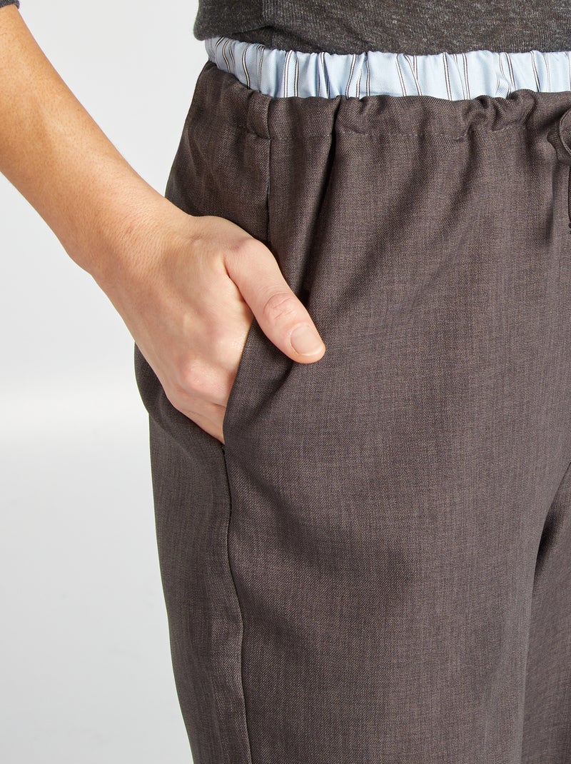 Calças largas com efeito boxers visível CINZA - Kiabi