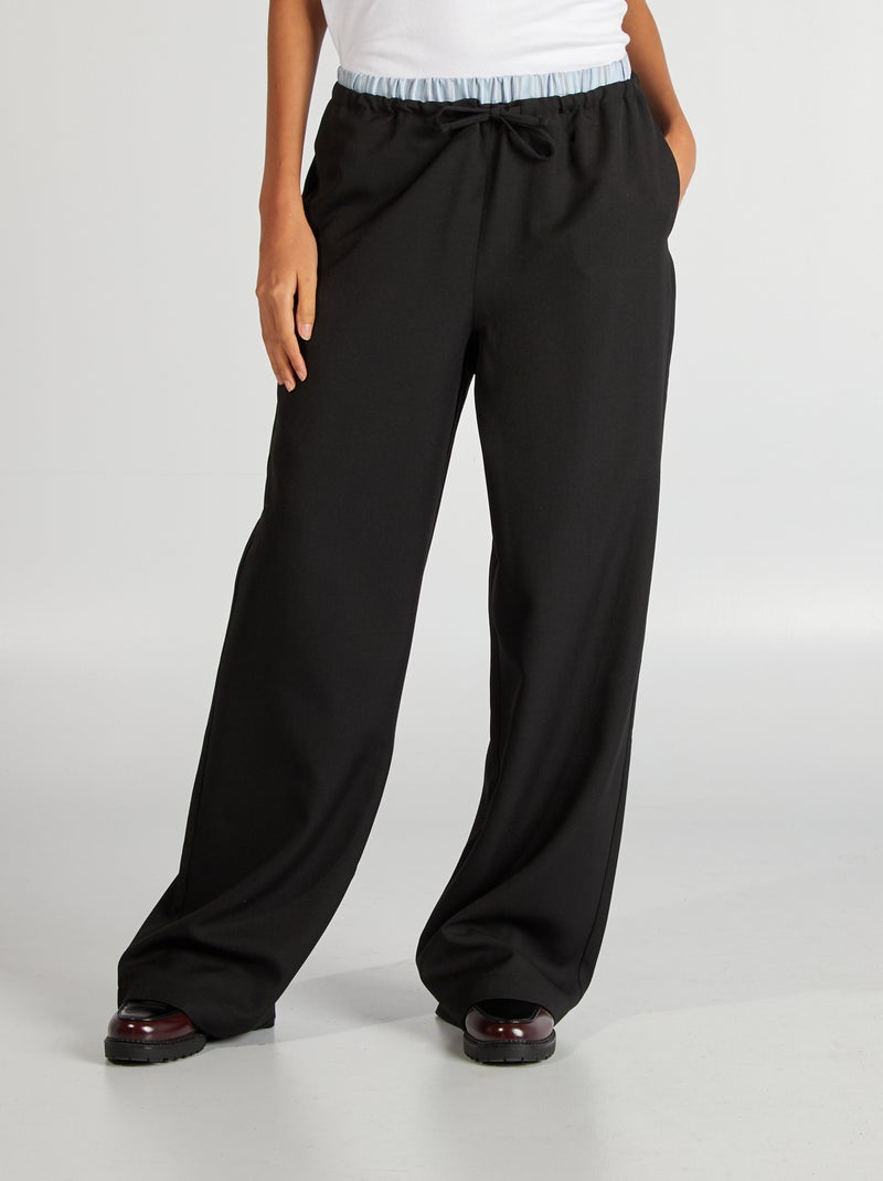 Calças largas com efeito boxers visível Preto - Kiabi