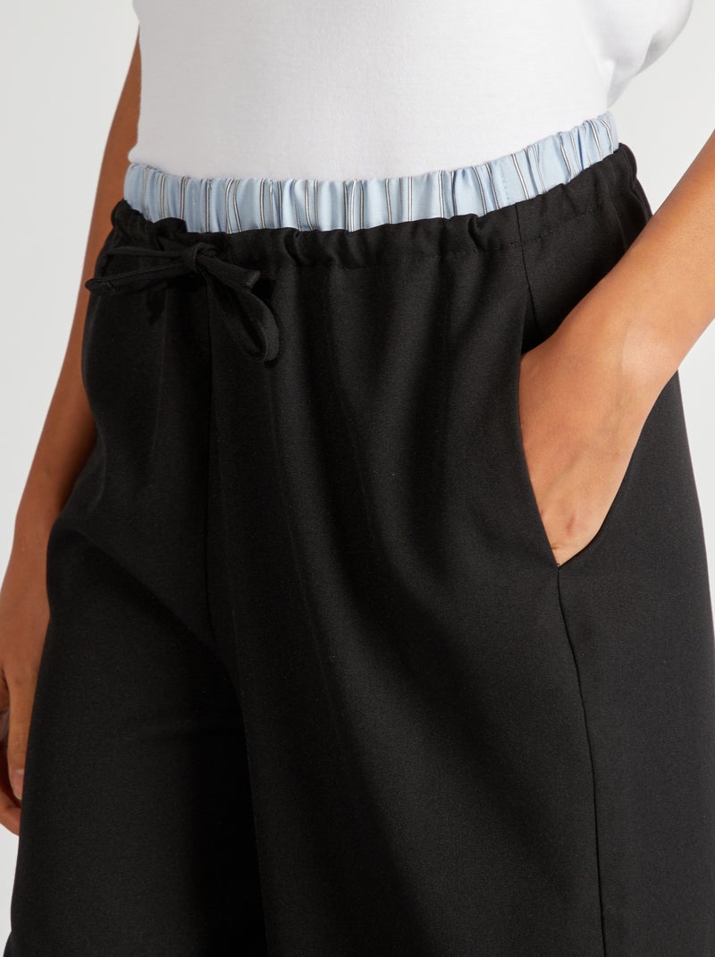 Calças largas com efeito boxers visível Preto - Kiabi