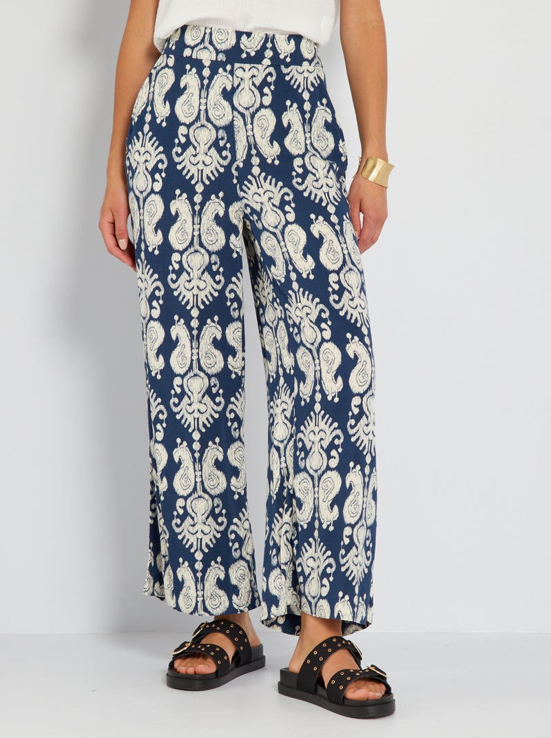 Calças largas com estampado AZUL - Kiabi