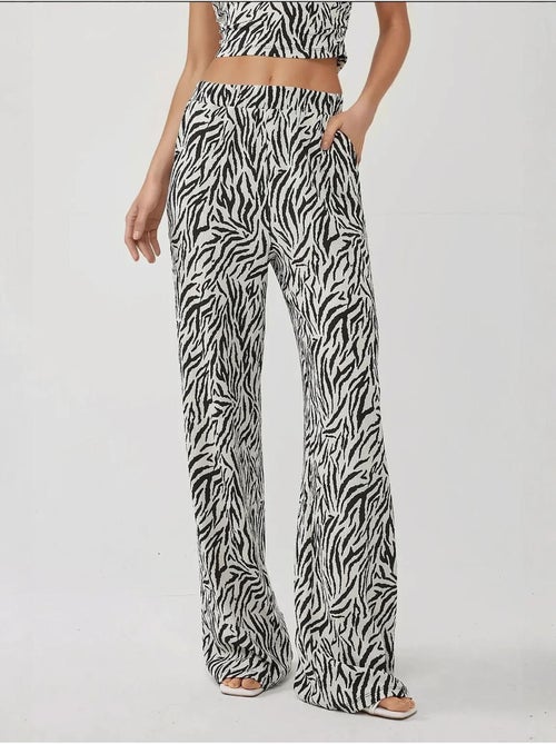 Calças largas com estampado de zebra - Kiabi Calças largas com estampado de zebra - Kiabi