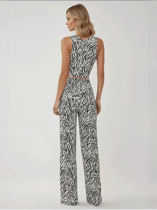 Calças largas com estampado de zebra - Kiabi Calças largas com estampado de zebra - Kiabi