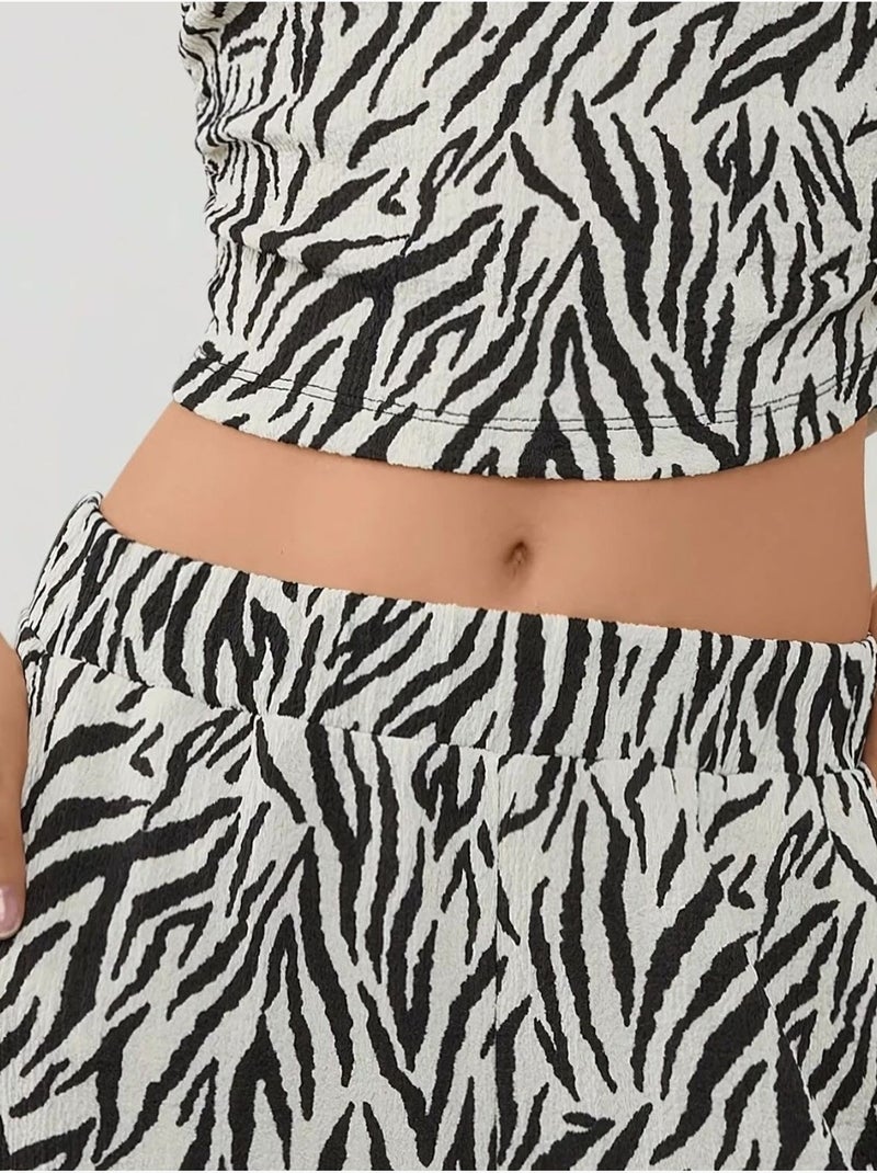 Calças largas com estampado de zebra Multicolorido - Kiabi