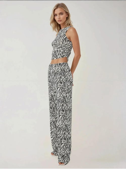 Calças largas com estampado de zebra - Kiabi Calças largas com estampado de zebra - Kiabi