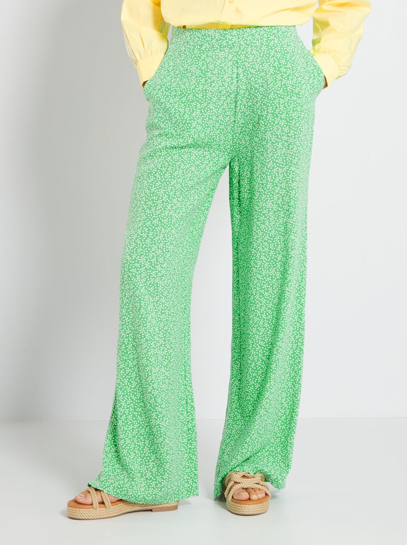 Calças largas com estampado florido VERDE - Kiabi