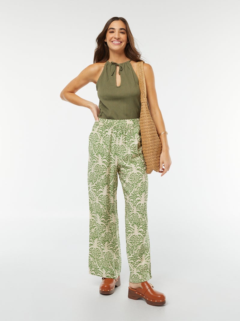 Calças largas com estampado 'JDY' VERDE - Kiabi
