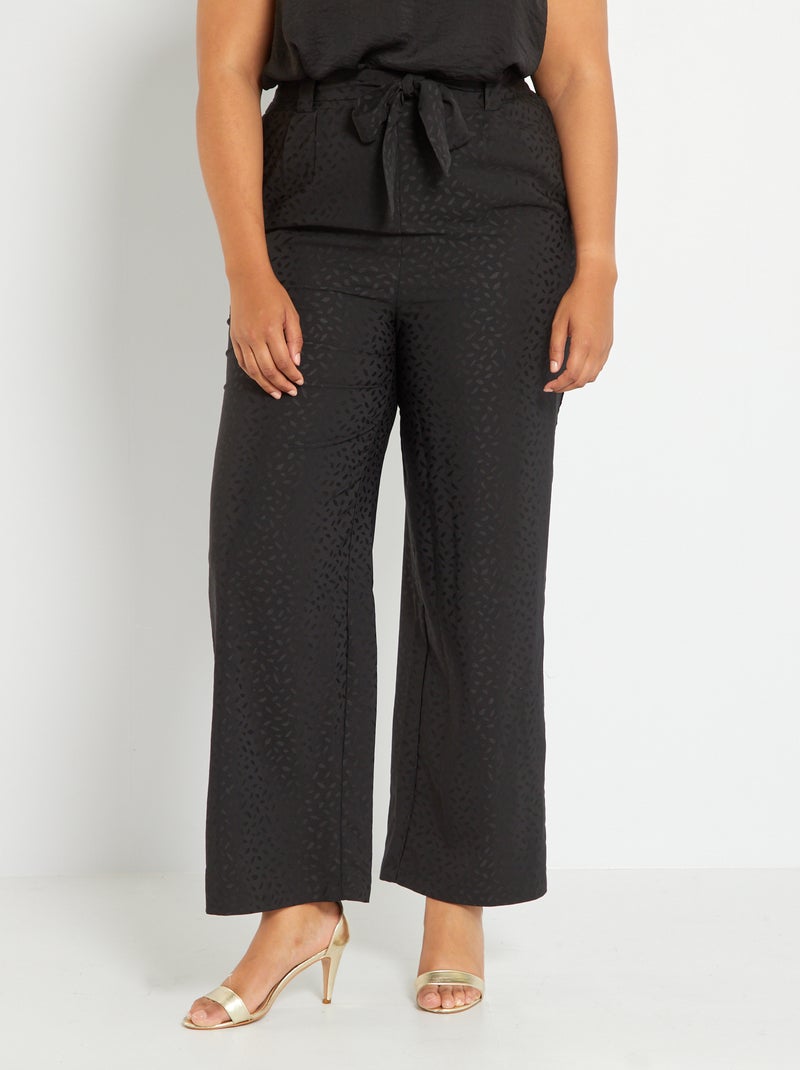 Calças largas com estampado Preto - Kiabi