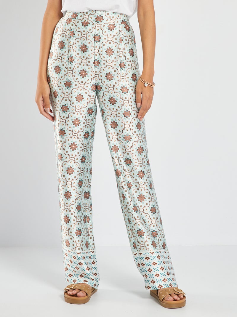 Calças largas com estampado tipo mandala BRANCO - Kiabi