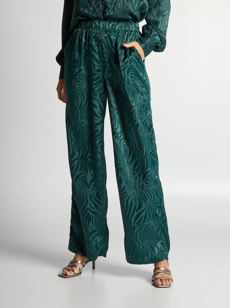 Calças largas com estampado VERDE - Kiabi