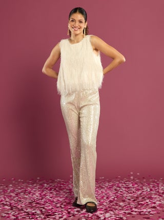 Calças largas com lantejoulas