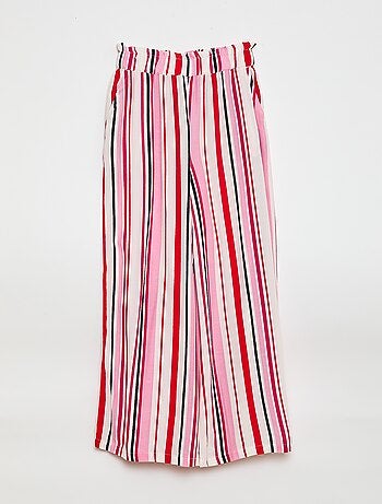 Calças largas com padrão e cintura elástica