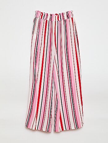 Calças largas com padrão e cintura elástica