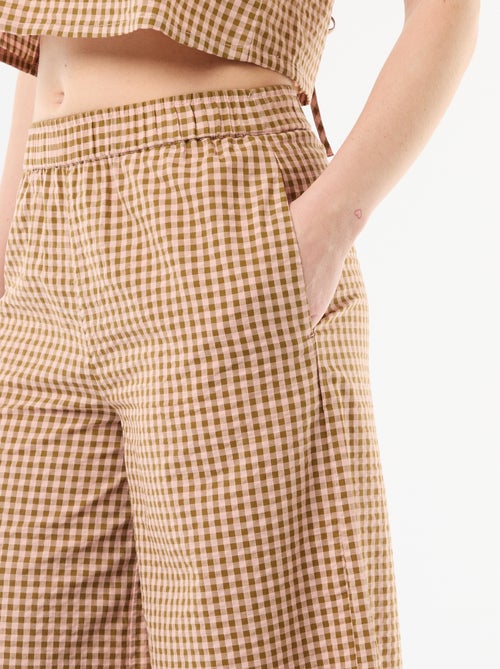 Calças largas com padrão Vichy - Kiabi