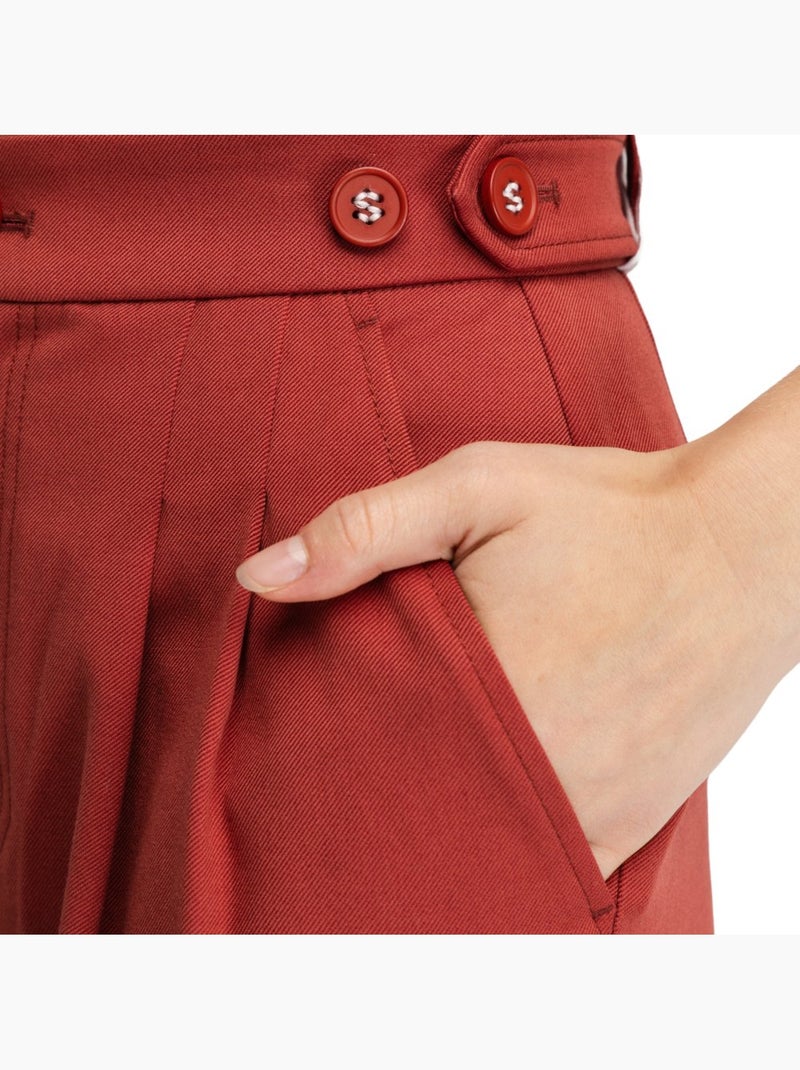Calças largas com pregas para mulher Vermelho - Kiabi