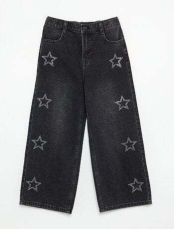 Calças largas com strass