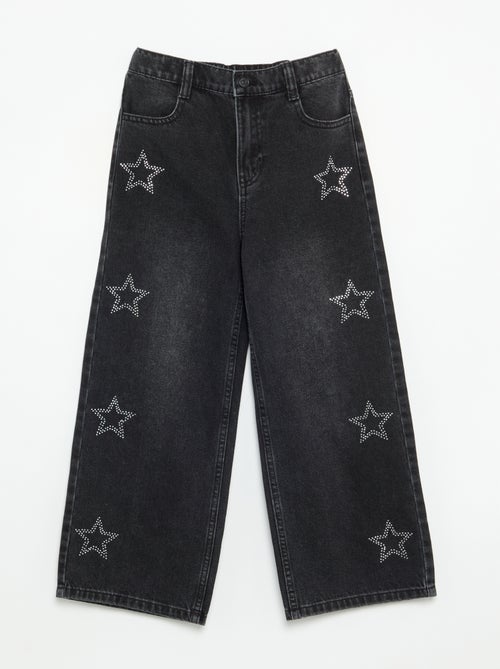 Calças largas com strass - Kiabi