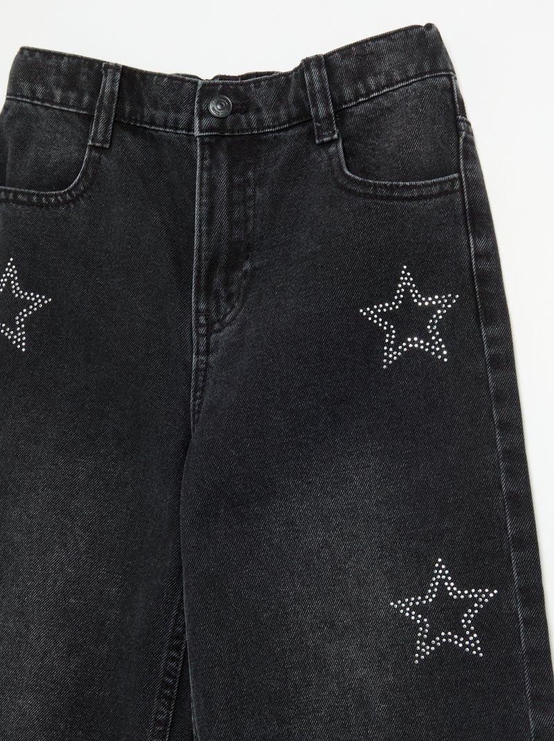 Calças largas com strass Preto - Kiabi