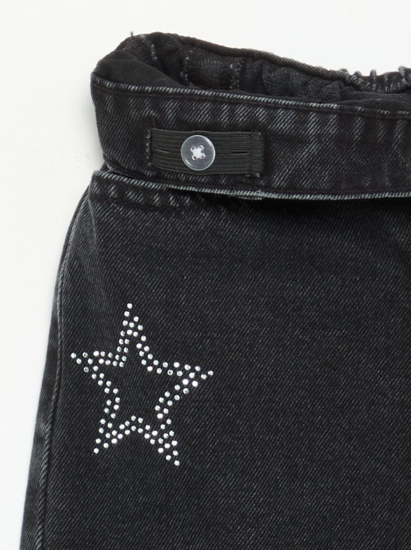 Calças largas com strass Preto - Kiabi