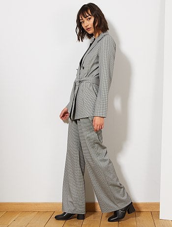 Mulher do 34 até 48 - Calças largas com suspensórios 'Príncipe de Gales' - Kiabi
