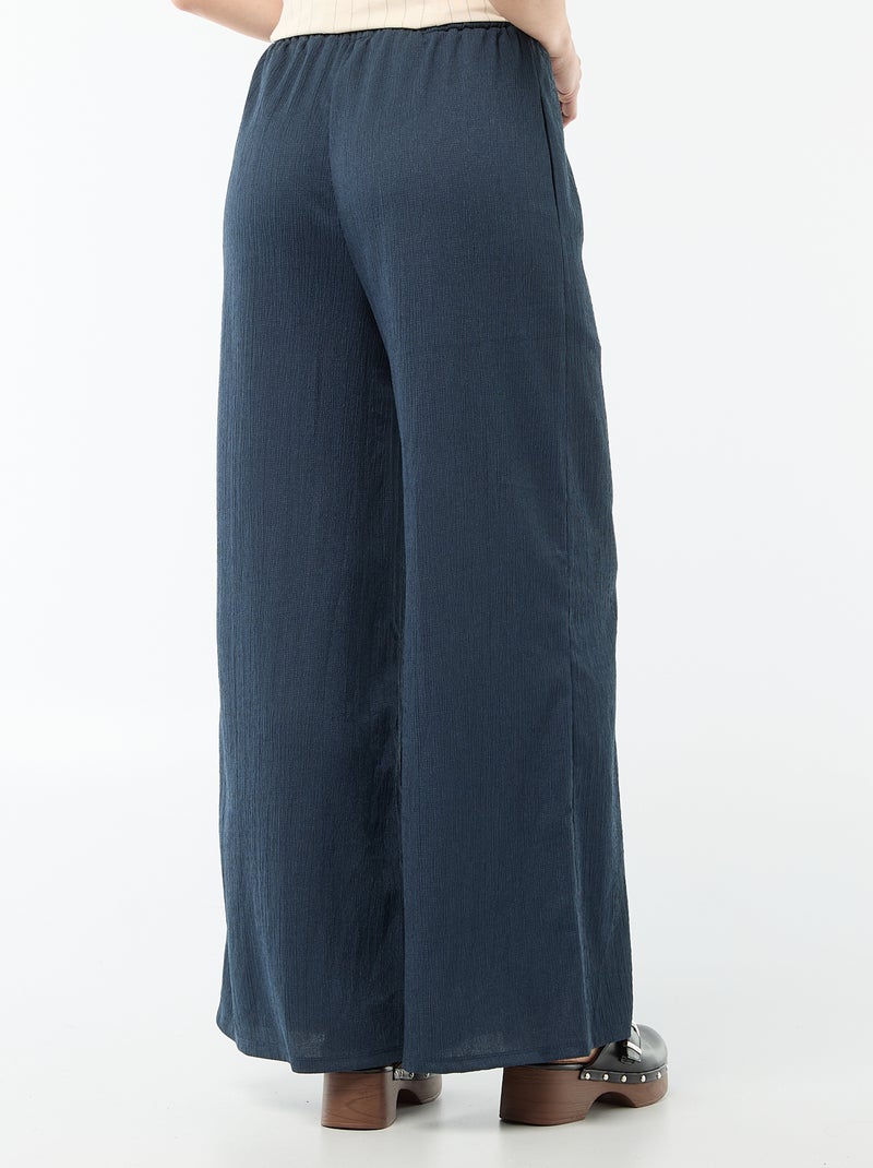 Calças largas crepe com 2 bolsos Azul - Kiabi