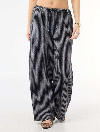 Calças largas crepe com 2 bolsos