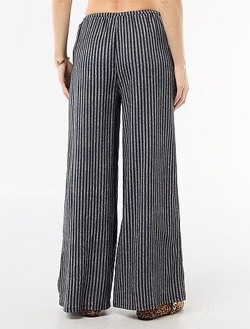 Calças largas crepe com 2 bolsos