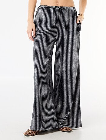 Calças largas crepe com 2 bolsos