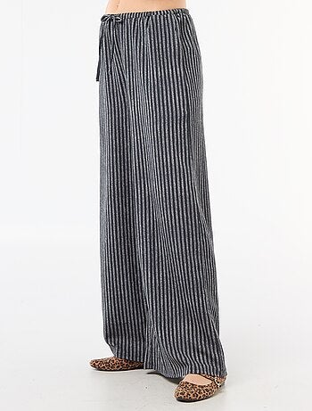 Calças largas crepe com 2 bolsos