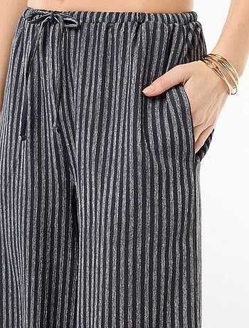 Calças largas crepe com 2 bolsos